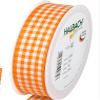 Halbach Seidenbnder Vichy 25mm Orange Check Ribbon for Gift Wrapping, Celebration Ribbon view 1