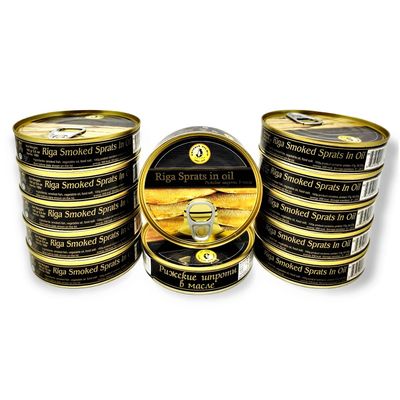 Brivais Vilnis Riga Smoked Sprats in Oil 5.6 oz - Pack of 12, Product of Lativa, Kosher Wild Caught Latvian Sprats