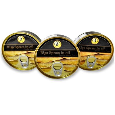 Brivais Vilnis Riga Smoked Sprats in Oil 5.6 oz - Pack of 3, Product of Lativa, Kosher Wild Caught Latvian Sprats