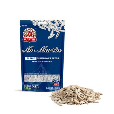 MR. MARTIN Freshly Roasted Alpine Salted Sunflower Seeds To Eat Non-GMO, Kosher, Crunchy, Delicious, Vegan, Keto Friendly, Low Sodium Snack 5.25 Oz, Alpine, 3 Pack