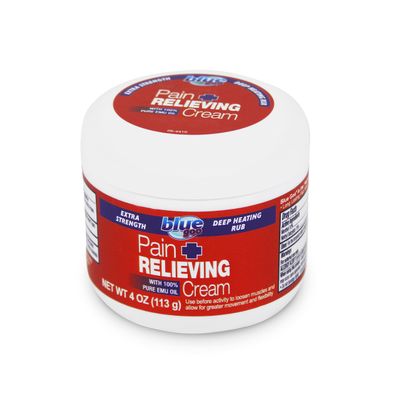 Blue Goo Pain Relieving Cream  Relief for Back/Neck Pain, Sports-Related Muscle/Joint, Sprains/Strains, Deep Heating Rub, Made w/ 100% Pure Emu Oil, 4 oz (1 Pack)