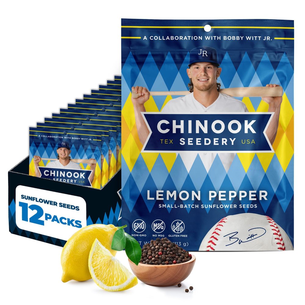 Chinook Seedery Sunflower Seeds to Eat  Jumbo, Flavored, Roasted, Low Sodium Snacks  Keto Friendly, Gluten-Free, Non-GMO Lemon Pepper Flavor 4 oz (12-Pack)