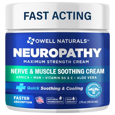 OWELL NATURALS Neuropathy Cream for Foot, Hands, Legs, Toes with Arnica, Vitamin B6, Aloe Vera, MSM - Made in USA