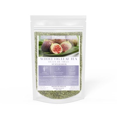 Curandero | Fig Leaf Herbal Tea 8 oz (226gr) Whole Dried Leaf (Hoja De Higo) | Stand Up Resealable Bag | Wildcrafted, Organic 100% Natural No GMOs.