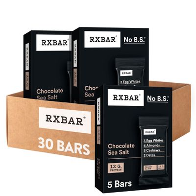 RXBAR Protein Bars, 12g Protein, Gluten Free Snacks, Chocolate Sea Salt (6 Boxes, 30 Bars)