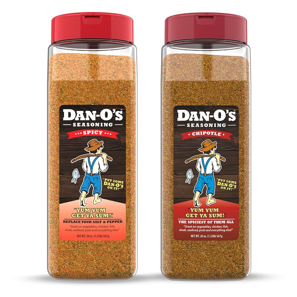 Dan-O's Seasoning Large 2 Bottle Combo | Spicy & Chipotle | 2 Pack (20 oz)