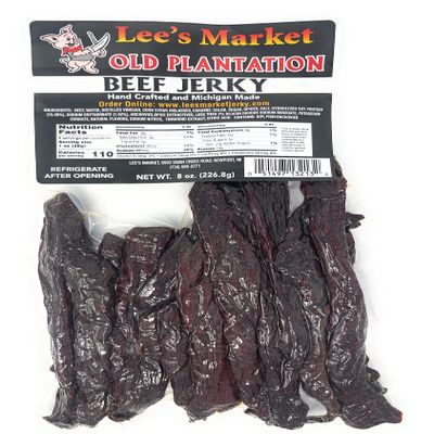 Lee's Market Old Plantation Beef Jerky - Soft & Tender - Healthy Low Carb, Gluten-Free Snack - Paleo & Keto-Friendly - Michigan Made Handcrafted Jerky - Specialty Gourmet Meat Snacks - 8oz