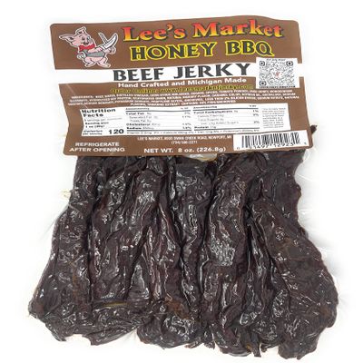 Lee's Market Honey BBQ Beef Jerky - Soft & Tender - Healthy Low Carb, Gluten-Free Snack - Paleo & Keto-Friendly - Michigan Made Handcrafted Jerky - Specialty Gourmet Meat Snacks - 8oz