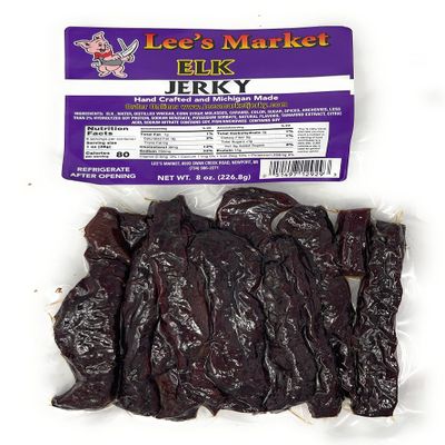 Lee's Market Elk Jerky - Soft & Tender - Healthy Low Carb, Gluten-Free Snack - Paleo & Keto-Friendly - Michigan Made Handcrafted Jerky - Wild Game Gourmet Meat Snacks - 8oz