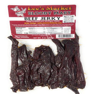 Lee's Market Bloody Mary Beef Jerky - Soft & Tender - Healthy Low Carb, Gluten-Free Snack - Paleo & Keto-Friendly - Michigan Made Handcrafted Jerky - Specialty Gourmet Meat Snacks - 8oz