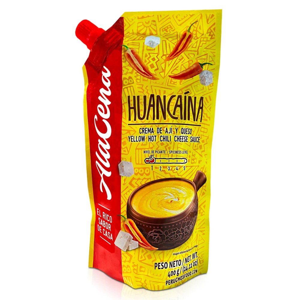 Salsa Huancaina - Crema de Aji y queso Nuevo Paquete 400 g | Peruvian Yellow Hot Chilli and Chesse Sauce New Package 15 oz