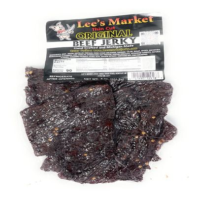 Lee's Market Thin Cut Original Beef Jerky - Soft & Tender - Healthy Low Carb, Gluten-Free Snack - Paleo & Keto-Friendly - Michigan Made Handcrafted Jerky - Specialty Gourmet Meat Snacks - 8oz