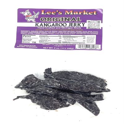Lee's Market Original Kangaroo Jerky - Soft & Tender - Healthy Low Carb, Gluten-Free Snack - Paleo & Keto-Friendly - Michigan Made Handcrafted Jerky - Exotic Game Gourmet Meat Snacks - 4oz