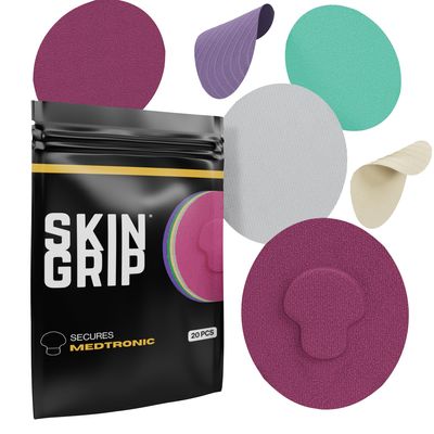Skin Grip CGM Sensor Patches Compatible with Medtronic Guardian (20-Pack), Waterproof & Sweatproof for 10-14 Days, Pre-Cut Adhesive Tape, Continuous Glucose Monitor Patch, Gemstones Pack