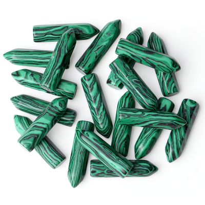 10PCS Malachite Natural Healing Crystals Stones Sets Polished Tumbled Pocket Gemstones Bulk Hexagonal Points Reiki Energy Balancing Chakra Meditation Therapy Desk Decor Gift