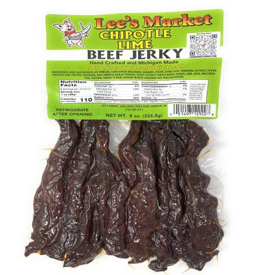 Lee's Market Chipotle Lime Beef Jerky - Soft & Tender - Healthy Low Carb, Gluten-Free Snack - Paleo & Keto-Friendly - Michigan Made Handcrafted Jerky - Specialty Gourmet Meat Snacks - 8oz