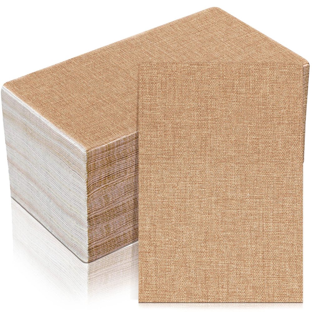 Perthlin 100 Pcs Burlap Paper Napkins Disposable Dinner Napkins 13''x16'' Burlap Print Decorative 2 Ply Rustic Cloth Like Paper Napkin for Bathroom Wedding Birthday Cocktail Party