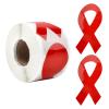 CRAFFANCY Red Ribbon Awareness Stickers, 250 Pcs Heart Pattern, Red, Paper, Roll, Indoor Use view 1