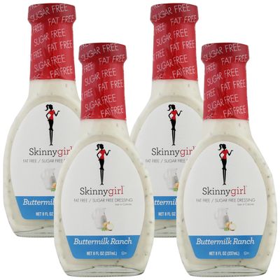 Skinnygirl Fat-Free Salad Dressing, Sugar-Free Buttermilk Ranch, 8 Ounce (Pack of 4)