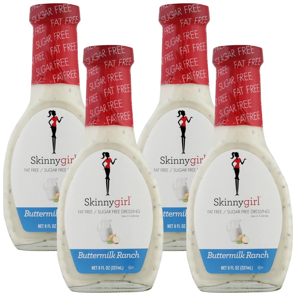 Skinnygirl Fat-Free Salad Dressing, Sugar-Free Buttermilk Ranch, 8 Ounce (Pack of 4)