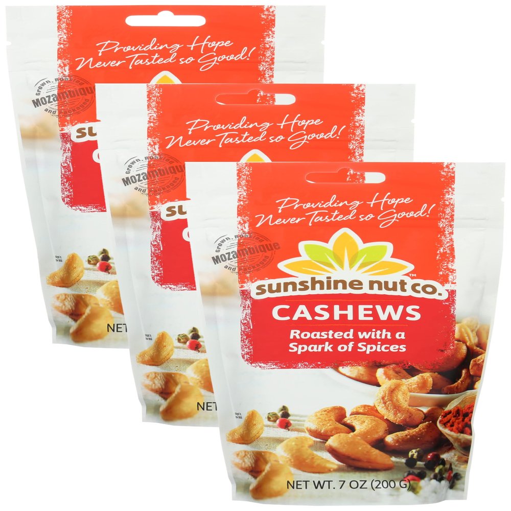 SUNSHINE NUT COMPANY CASHEWS RSTD SPICES (Pack of 3)