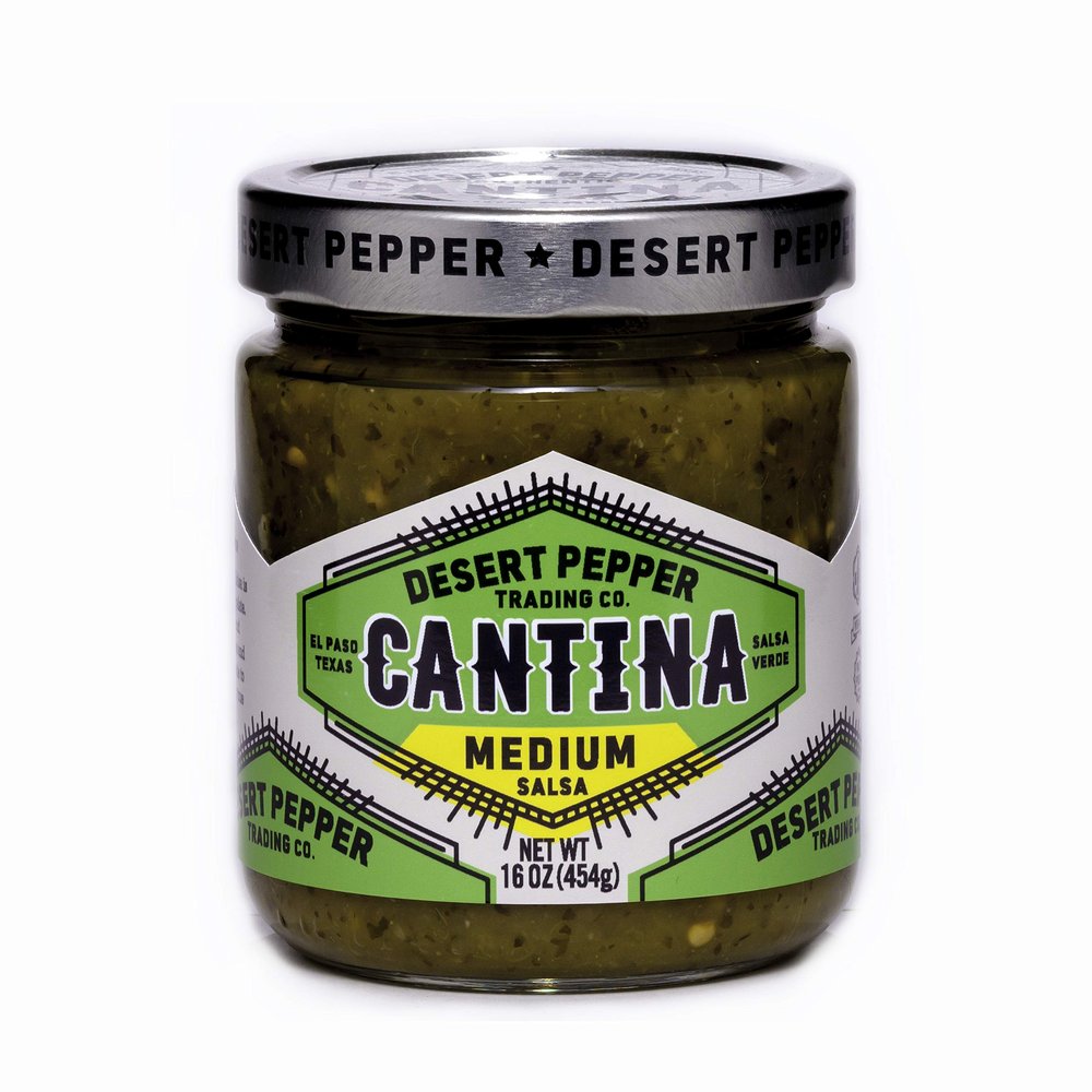 Desert Pepper Trading Company Cantina Salsa, Medium Green, With Green Chiles, Jalapenos, Cilantro, Garlic 16-Ounce (6-Pack)