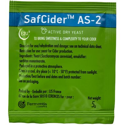 North Mountain Supply Fermentis SafCider Active Dry Cider Yeast AS-2-5 Grams - Pack of 3 - with Freshness Guarantee