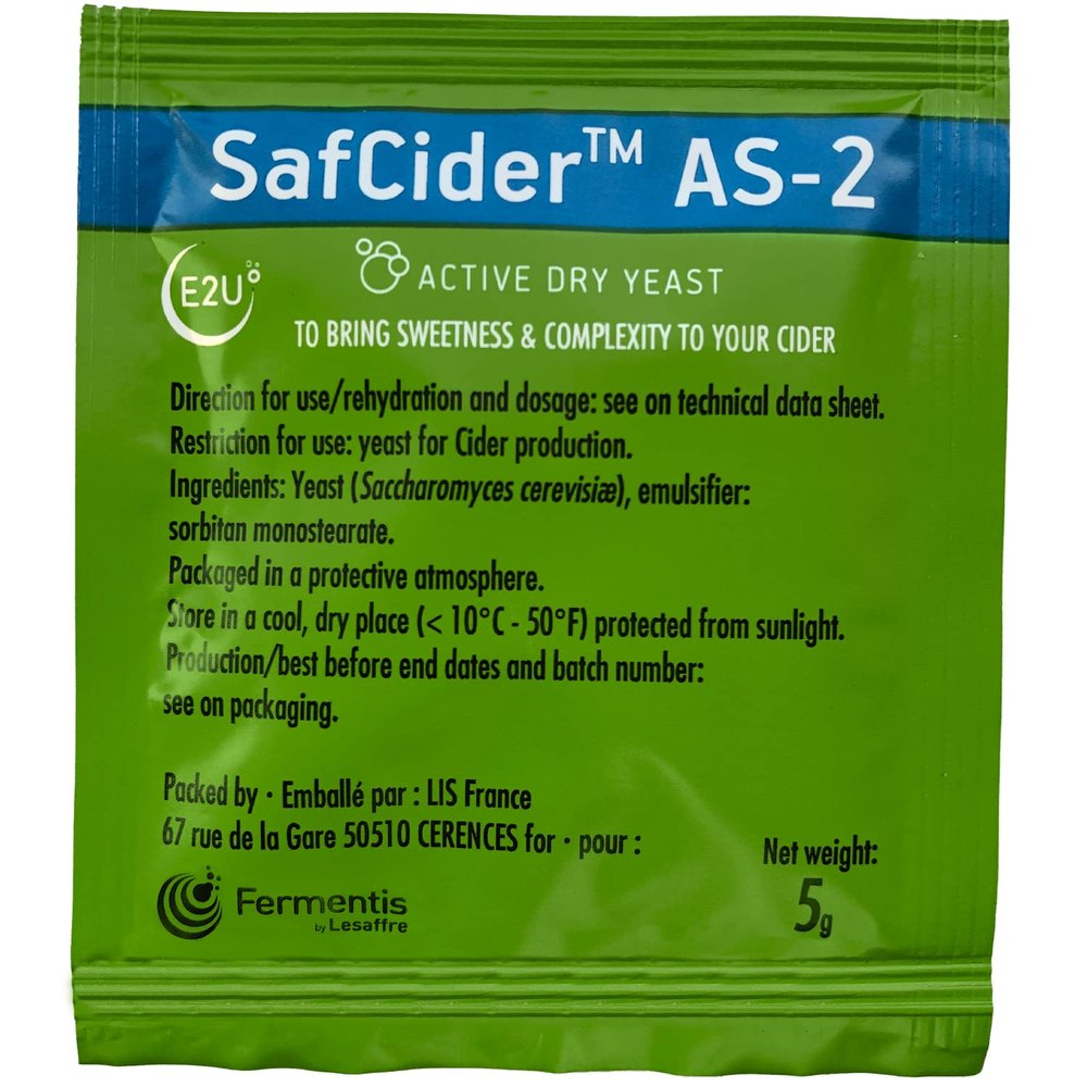 North Mountain Supply Fermentis SafCider Active Dry Cider Yeast AS-2-5 Grams - Pack of 3 - with Freshness Guarantee