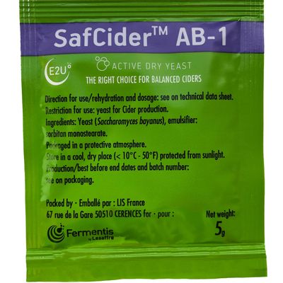 North Mountain Supply Fermentis SafCider Active Dry Cider Yeast AB-1-5 Grams - Pack of 3 - with Freshness Guarantee