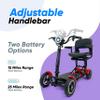 Foldable Mobility Scooter for Adults and Seniors, Lightweight & Long Range Four Wheel Mobility Scooters (RED Model) view 3