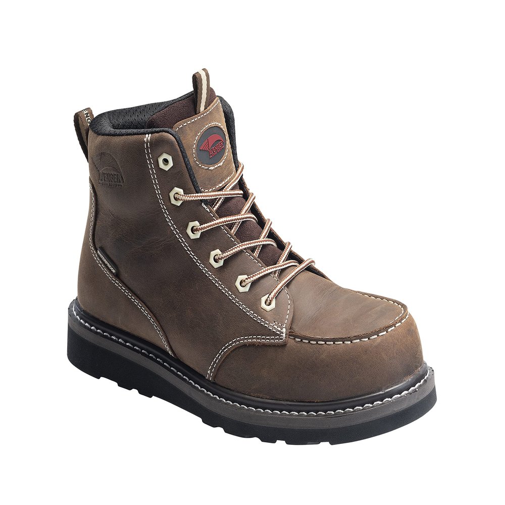 Avenger Work Boots Men's Above Ankle Construction Boot, Brown, 9.5 Wide