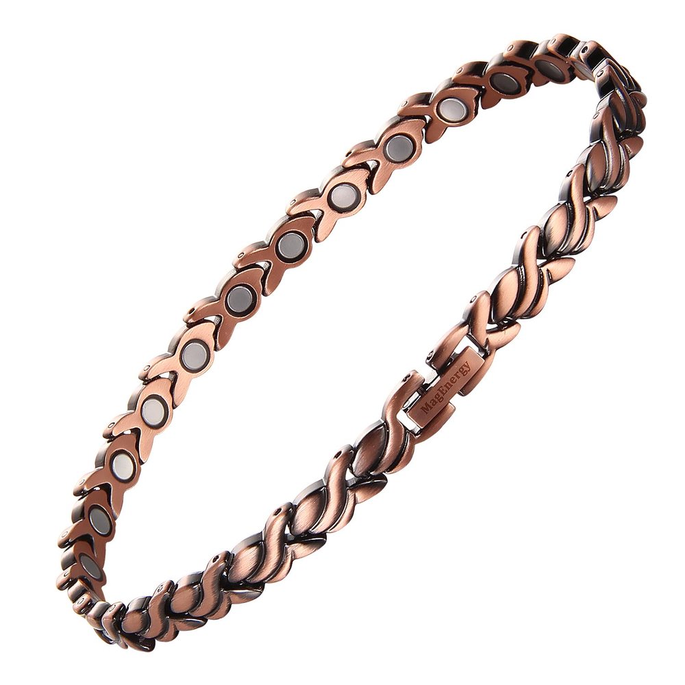 MagEnergy Copper Ankle Bracelet for Women - 99.9% Pure Copper Magnetic Anklets with 3500 Gauss Magnets - 10 Inch Adjustable Fishtail Anklets Jewelry Gift