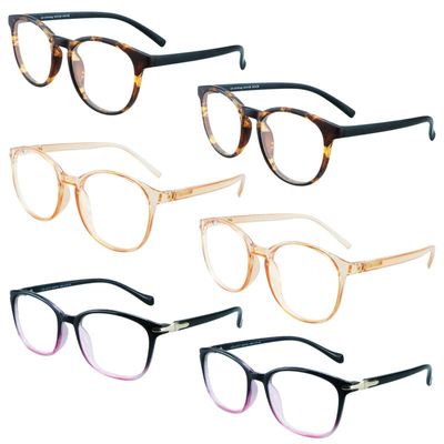 YEIN Reading Glasses 6 Pairs Blue Ligtht Blocking Reading Glasses for Men and Women Fashion Square Frame Readers(Dark tortois,Champagne,Black purple,+0.00)