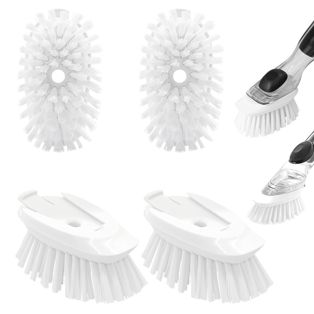 Dish Brush Refill, 4 Pack Dish Brush Replacement Head for OXO Dish Brush, Brush Dispenser Refill Fits Soap Dispensing Handle