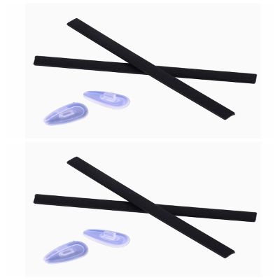 Caulo Replacement Kit of Temple Ear Socks and Nose Pads Compatible with Oakley Tincup OX3184 Glass Sunglass Frames (Black w Clear Nose Pads - 2 Sets)