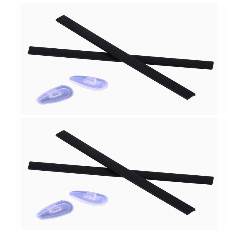 Caulo Replacement Kit of Temple Ear Socks and Nose Pads Compatible with Oakley Tincup OX3184 Glass Sunglass Frames (Black w Clear Nose Pads - 2 Sets)