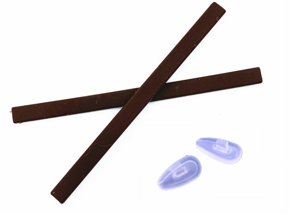 Caulo Replacement Kit of Temple Ear Socks and Nose Pads Compatible with Oakley Tincup OX3184 Glass Sunglass Frames (Coffee w Clear Nose Pads - 1 Set)