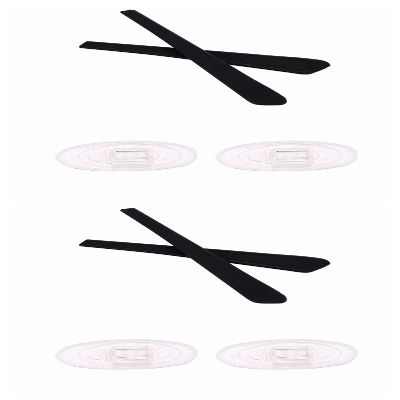 Caulo Replacement Kit of Temple Ear Socks and Nose Pads Compatible with Oakley Gasser 0.5 OX5088 Glass Eyeglass Frames (Black w Clear Nose Pads - 2 Sets)