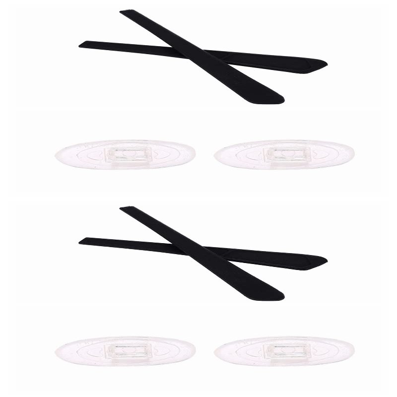 Caulo Replacement Kit of Temple Ear Socks and Nose Pads Compatible with Oakley Gasser 0.5 OX5088 Glass Eyeglass Frames (Black w Clear Nose Pads - 2 Sets)