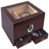Prestige Import Group Chalet Glass Top Cigar Humidor with Digital Hygrometer & 2 Storage Drawers - 25 to 50 Capacity - Color: Cherry view 1