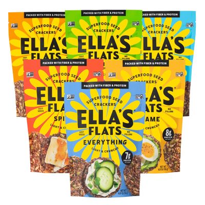ELLAS FLATS All Seed Savory Crisps Gluten Free, Sugar Free, High Fiber Chip, Low Carb Snack, Keto Cracker, Vegan, Paleo, Diet Friendly (VARIETY PACK, 6 Pack)