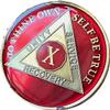 10 Year AA Medallion 1.5" Large Metallic Mandarin Red Sobriety Chip view 1