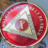 10 Year AA Medallion 1.5" Large Metallic Mandarin Red Sobriety Chip view 3