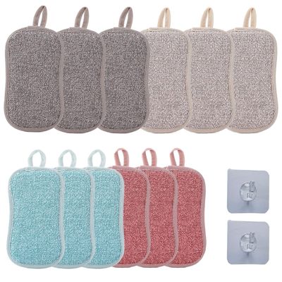 12 Pack Non-Scratch Microfiber Sponge Along with Heavy Duty Scouring Power, Multi-Purpose Scrub Sponges for Kitchen, Effortless Cleaning of Dishes, Pots and Pans All at Once