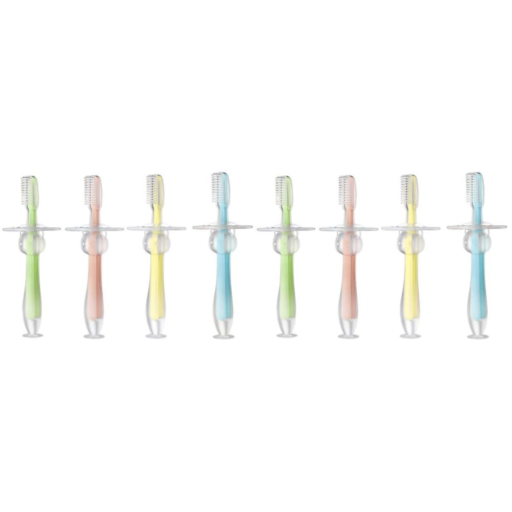 Healifty 2sets Newborn Toothbrush Baby Toothbrush Toddler Silicone Kids u Shaped Brush Stands on Its Own 4pcs*2