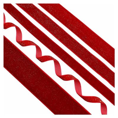 HWASH Christmas Ribbon, Brilliant New Year Velvet Ribbons 5 Yards, for Garland, Gifts, Wrapping, Wreaths - Red (Color : 10mm)