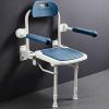 MOFOCO Folding Shower Seat, Wall Mounted Shower Bench Stool with Arms and Back Support Legs, for Seniors Adults Elderly Disabled and Disabled People view 1