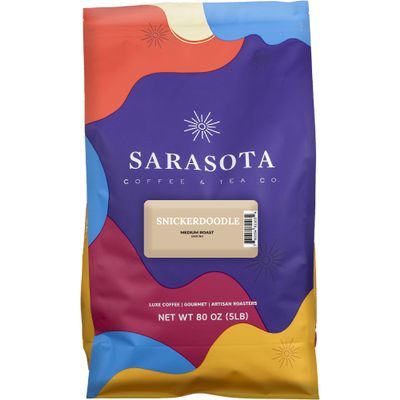 Sarasota Coffee Ground Snickerdoodle Sugar Cookie | Medium Roast Gourmet Flavored Coffee Grounds | Low Acid, Mold Free, Specialty Grade Flavored Bulk Ground Coffee | 5lb (80 oz)