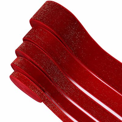 HWASH Christmas Ribbon, Red Brilliant New Year Velvet Ribbons 5 Yards, for Garland, Gifts, Wrapping, Wreaths (Color : 10mm)