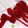HWASH Christmas Ribbon, Red Brilliant New Year Velvet Ribbons 5 Yards, for Garland, Gifts, Wrapping, Wreaths (Color : 10mm) view 4
